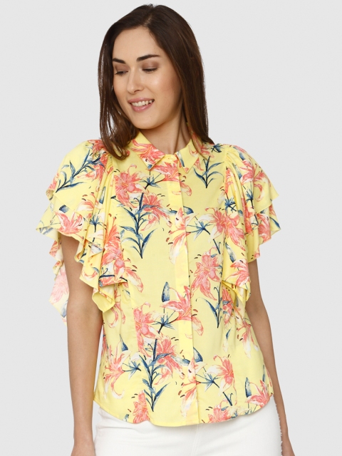 

Vero Moda Women Yellow Printed Shirt Style Top