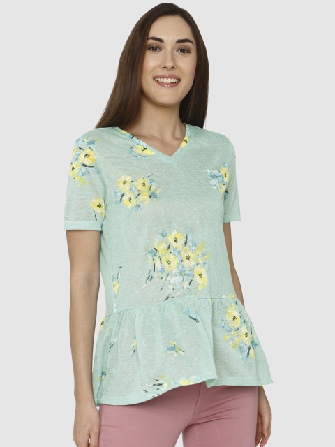 

Vero Moda Women Sea Green Printed A-Line Top