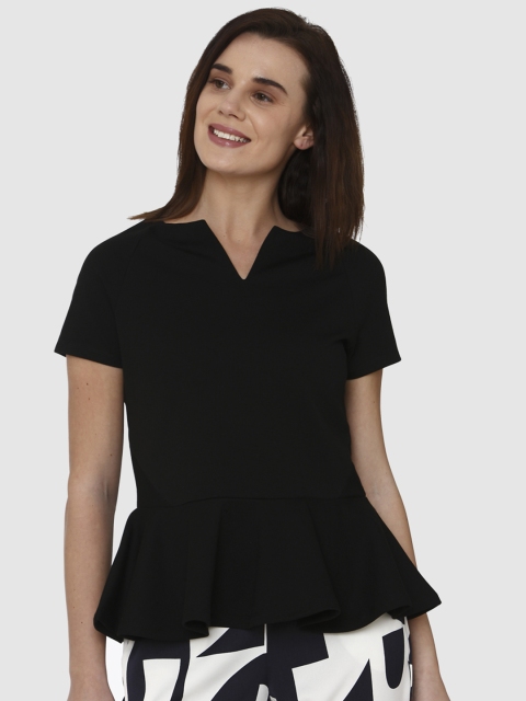 

Vero Moda Women Black Solid Peplum Top