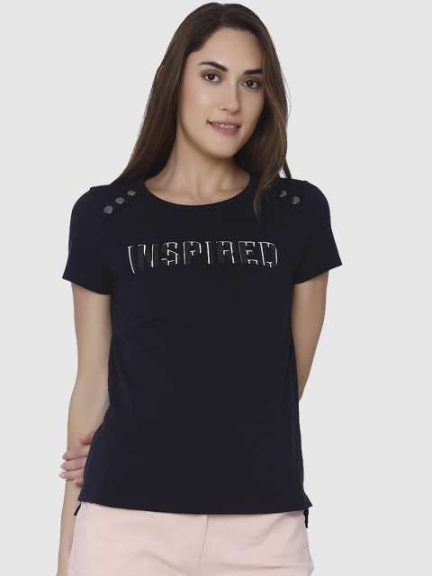 

Vero Moda Women Navy Blue Printed Round Neck T-shirt