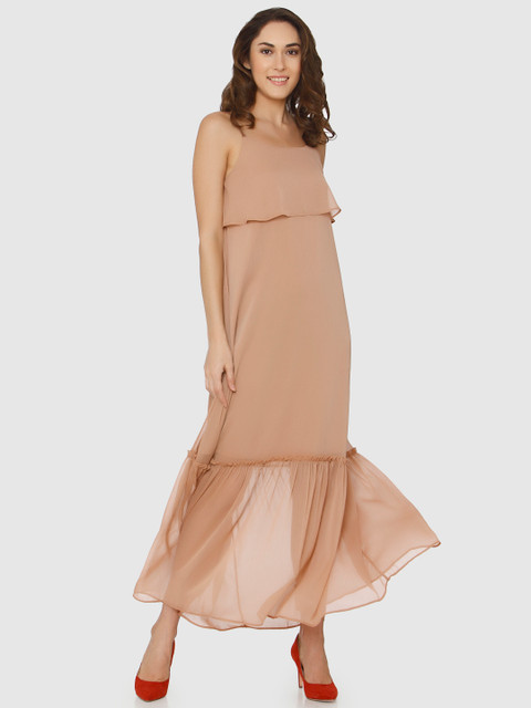 

Vero Moda Women Beige Solid Maxi Dress