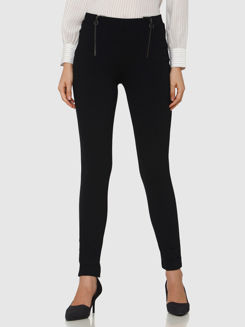 

Vero Moda Women Black Skinny Fit Solid Ankle Length Treggings