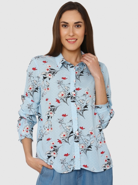 

Vero Moda Women Blue Regular Fit Printed Casual Shirt