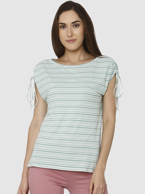 

Vero Moda Women Green & White Striped Top