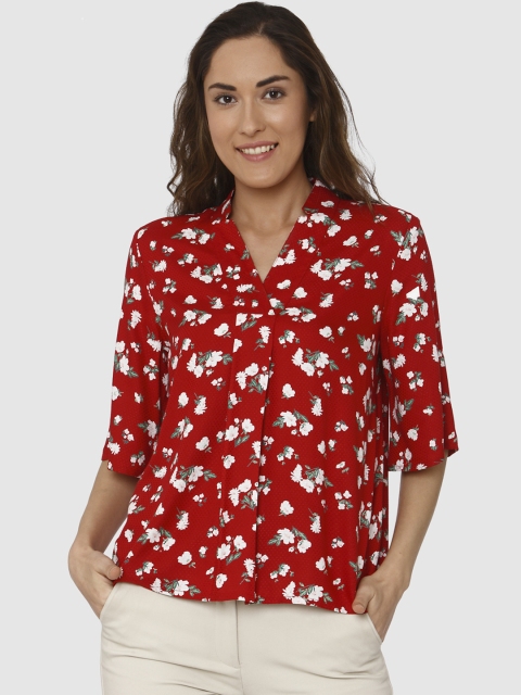 

Vero Moda Women Red Printed Shirt Style Top