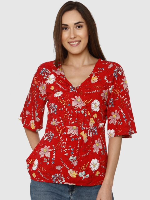 

Vero Moda Women Red Printed Wrap Top