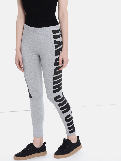 

Kook N Keech Women Grey Melange & Black Printed Ankle Length Leggings