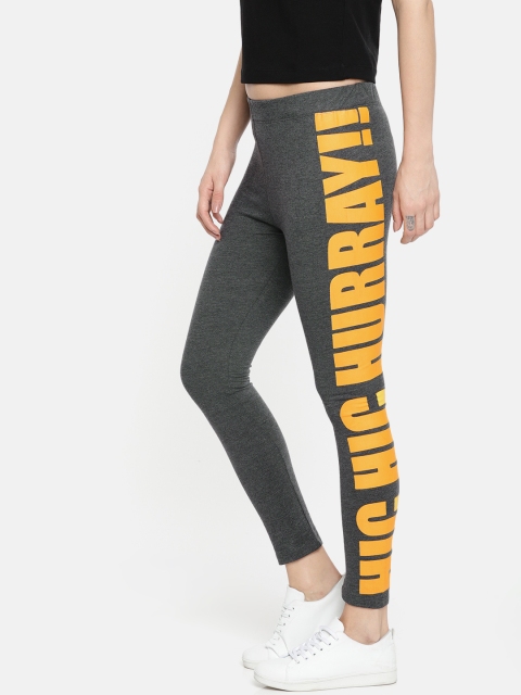 

Kook N Keech Charcoal Grey & Mustard Yellow Printed Ankle-Length Leggings