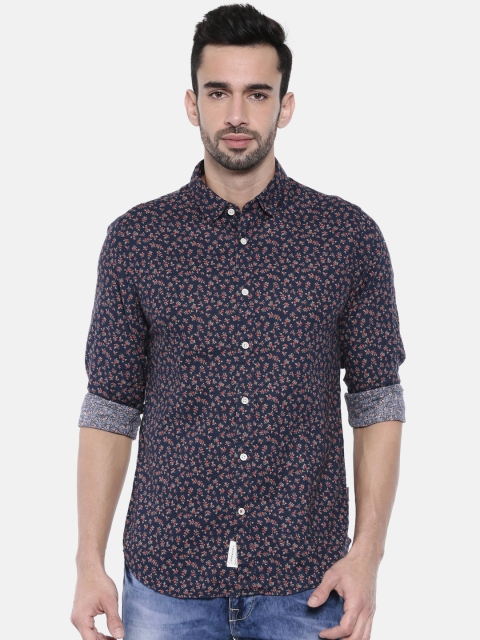 

Jack & Jones Men Navy Blue Slim Fit Printed Casual Shirt