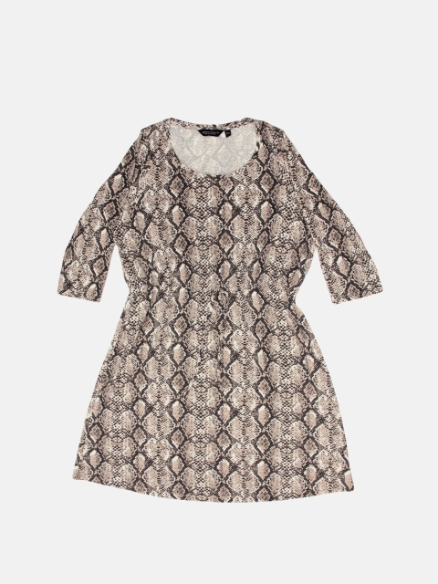 

DOROTHY PERKINS Women Cream-Coloured & Black Printed Fit and Flare Dress