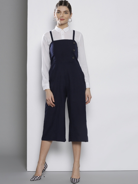 

DOROTHY PERKINS Navy Blue Solid Culotte Jumpsuit