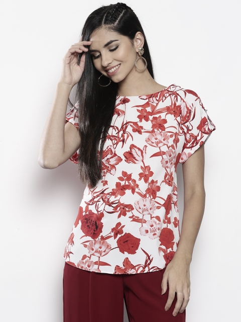 

DOROTHY PERKINS Women White & Red Printed Top