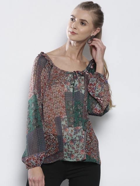 

DOROTHY PERKINS Women Brown & Green Printed Top