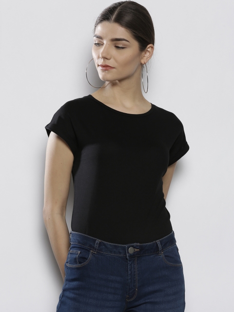 

DOROTHY PERKINS Women Black Solid Round Neck T-shirt
