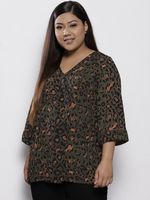 

DOROTHY PERKINS Women Green Printed A-Line Top