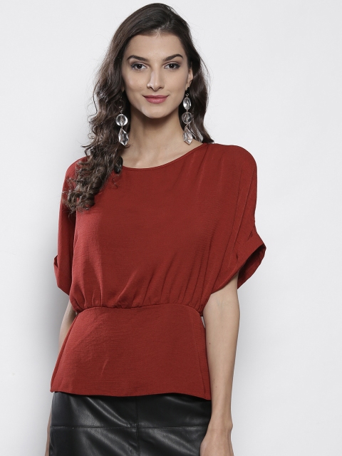 

DOROTHY PERKINS Women Rust Red Solid Styled Back Top