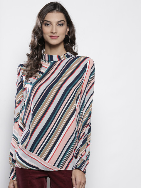 

DOROTHY PERKINS Women Multicoloured Striped Styled Back Top, Multi
