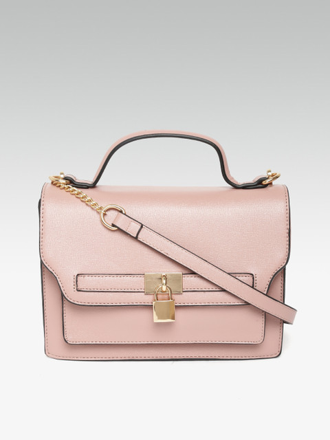 

DOROTHY PERKINS Pink Solid Satchel with Detachable Sling Strap
