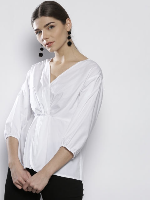 

DOROTHY PERKINS Women White Solid Wrap Top