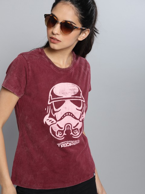 

Kook N Keech Star Wars Women Maroon Printed Round Neck T-shirt