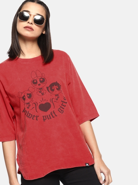 

Powerpuff Girls by Kook N Keech Women Red Printed Round Neck T-shirt