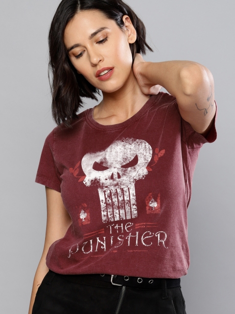 

Kook N Keech Marvel Women Maroon Printed Round Neck T-shirt