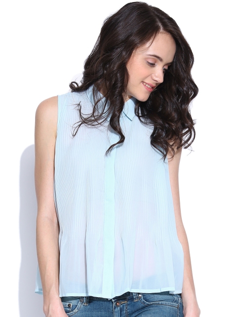 

United Colors of Benetton Blue Accordion Pleat Shirt