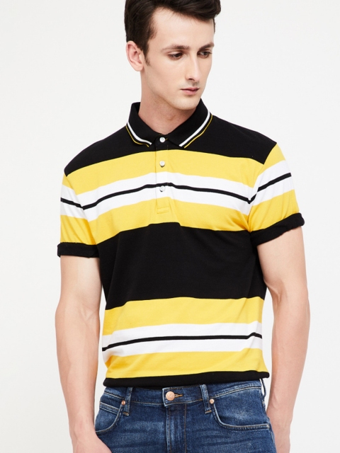 

Bossini Men Yellow Striped Polo Collar T-shirt