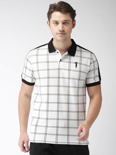 

Bossini Men White Checked Polo Collar T-shirt
