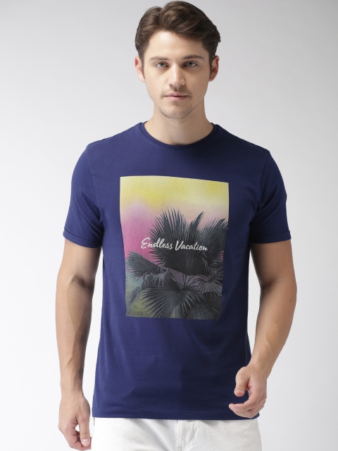 

Bossini Men Navy Blue Printed Round Neck T-shirt