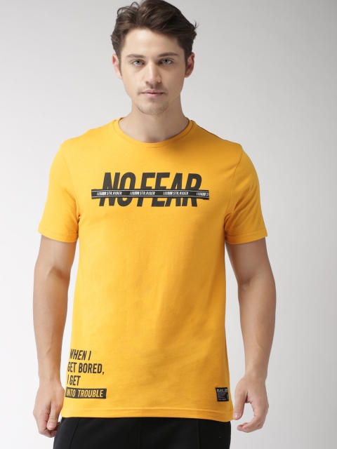 

Bossini Men Yellow Printed Round Neck T-shirt