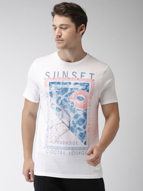 

Bossini Men White Printed Round Neck T-shirt