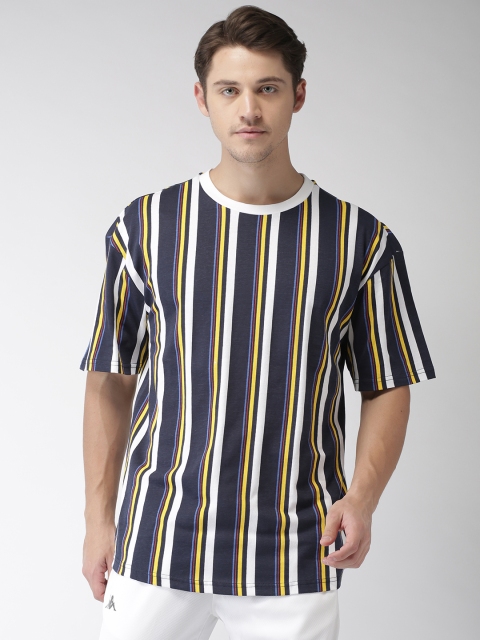 

Kappa Men Off-White & Navy Blue Striped Round Neck T-shirt