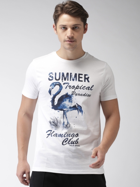 

Bossini Men White Printed Round Neck T-shirt