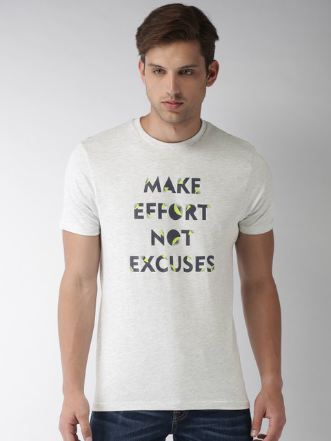 

Kappa Men Grey Melange Printed Round Neck T-shirt