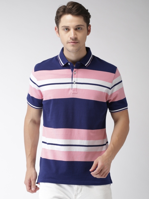 

Bossini Men Blue Striped Polo Collar T-shirt