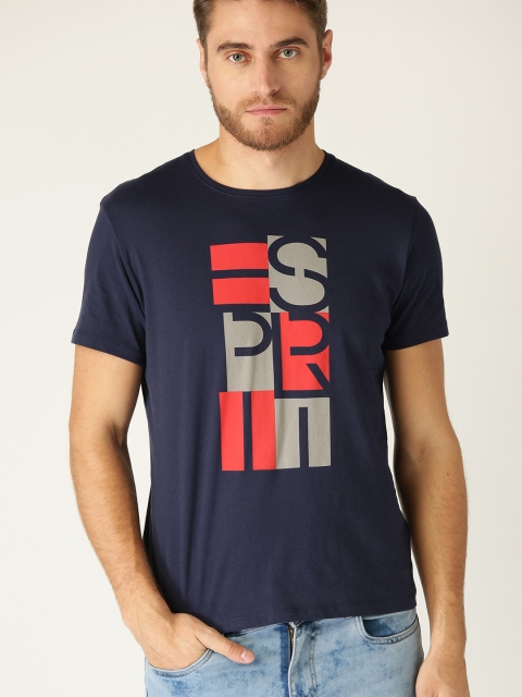 

ESPRIT Men Navy Blue Printed Round Neck T-shirt