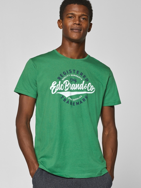 

ESPRIT Men Green Printed Round Neck T-shirt