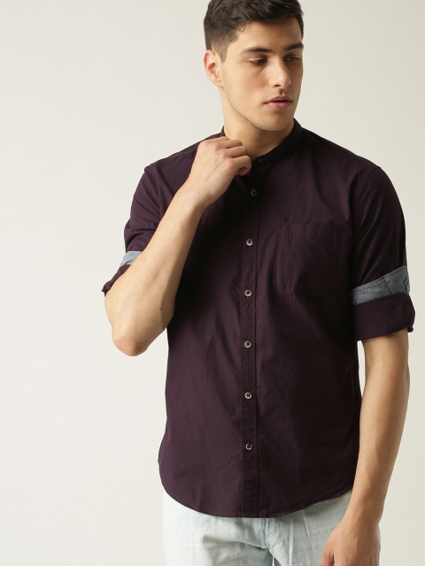 

ESPRIT Men Burgundy & Black Slim Fit Checked Casual Shirt