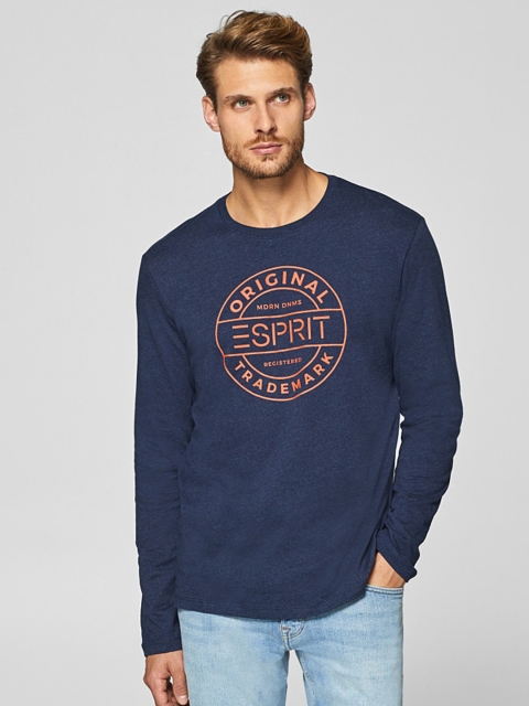 

ESPRIT Men Navy Blue Printed Round Neck T-shirt