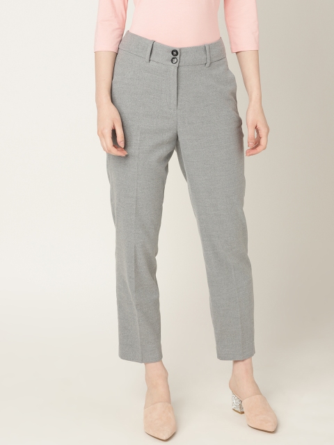 

ESPRIT Women Grey Regular Fit Solid Cropped Trousers