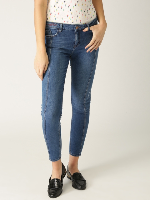

ESPRIT Women Blue Skinny Fit Mid-Rise Low Distress Stretchable Jeans