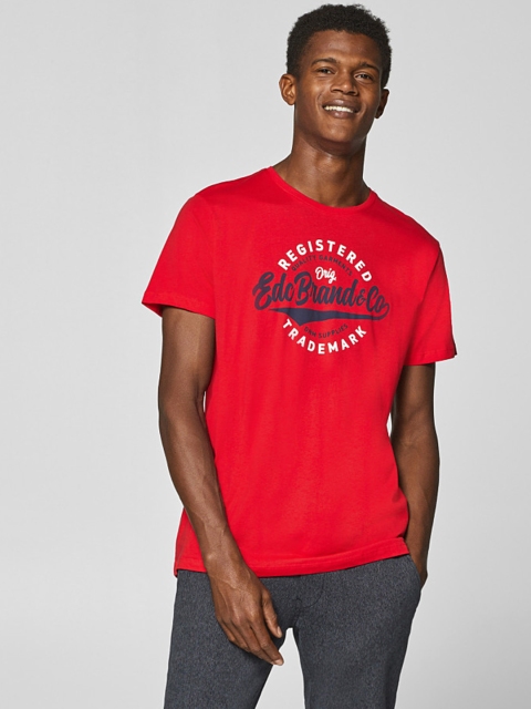 

ESPRIT Men Red Printed Round Neck T-shirt