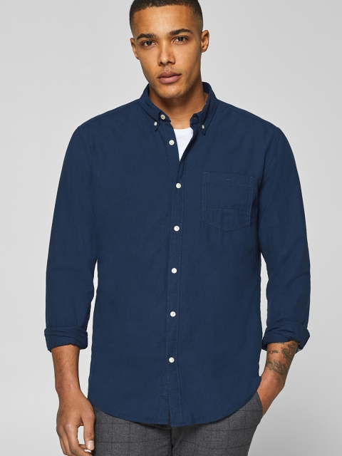 

ESPRIT Men Navy Blue Slim Fit Solid Casual Shirt