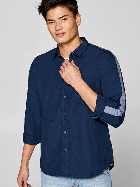 

ESPRIT Men Navy Blue Regular Fit Solid Casual Shirt