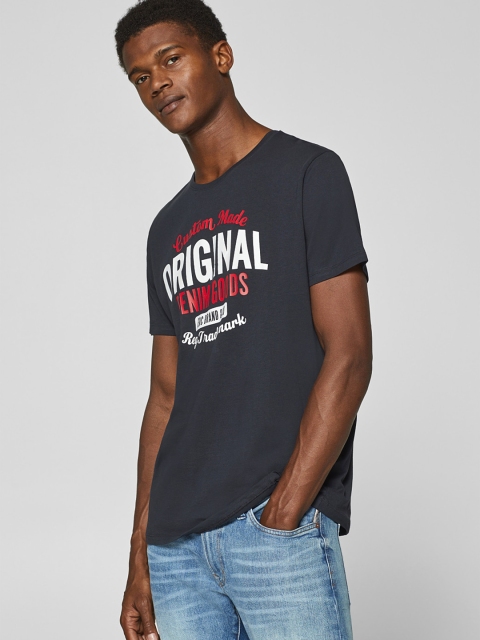 

ESPRIT Men Black Printed Round Neck T-shirt