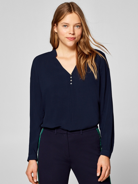 

ESPRIT Women Navy Blue Solid Top