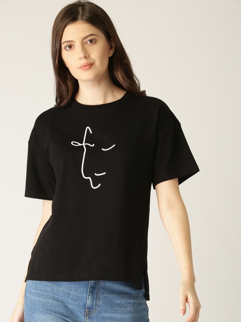 

ESPRIT Women Black Solid Round Neck T-shirt
