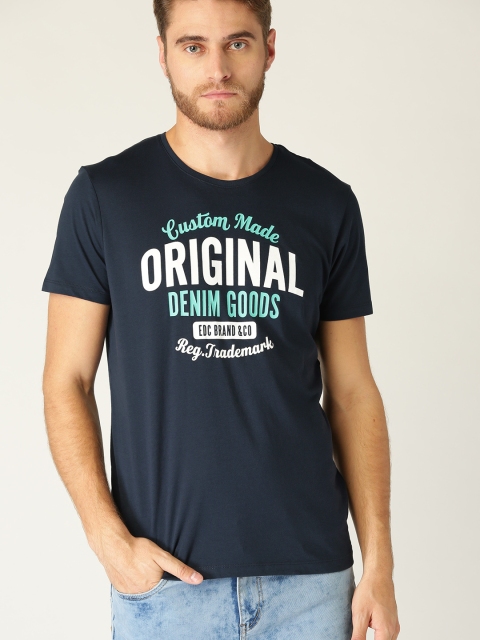 

ESPRIT Men Navy Blue Printed Round Neck T-shirt