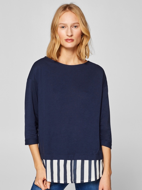 

ESPRIT Women Navy Blue Solid Top